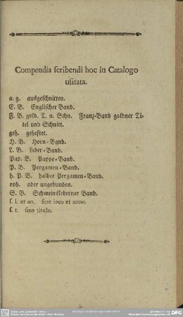 Compendia scribendi hoc in Catalogo usitata