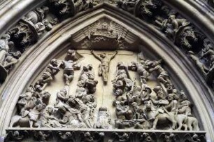 Frankreich. Alsace. Bas Rhin. Thann. Theobaldusmünster. Portal. Detail