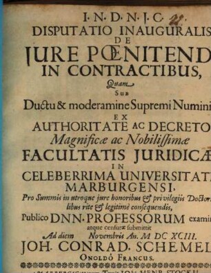 Disp. inaug. de iure poenitendi in contractibus