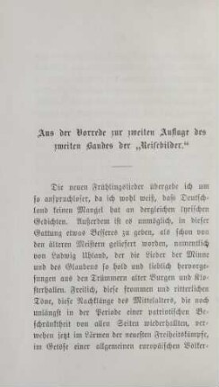 Aus der Vorrede zur zweiten Auflage des zweiten Bandes der "Reisebilder."