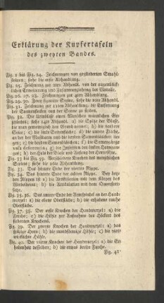 Erklärung der Kupfertafeln des zweyten Bandes.