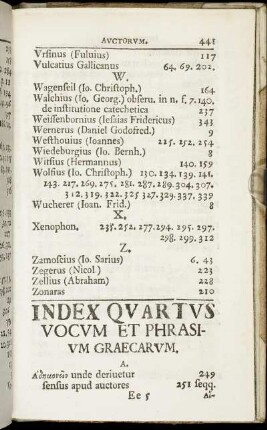 Index Quartus. Vocum Et Phrasium Graecarum.