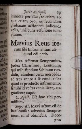 Maevius Reus iterum sibi Instrumentum aliquod edi petit