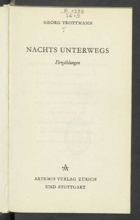 Nachts unterwegs : Erzählungen