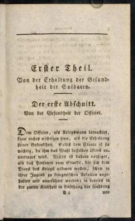 3-152, Erster Theil. Von der Erhaltung der Gesundheit der Soldaten.