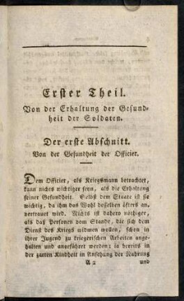 3-152, Erster Theil. Von der Erhaltung der Gesundheit der Soldaten.