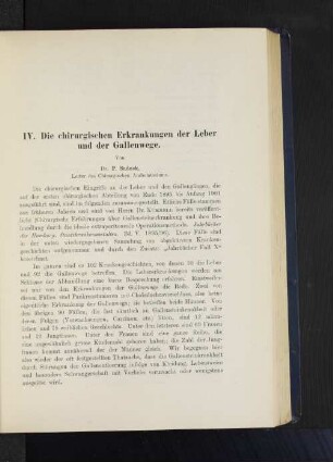 IV. Die chirurgischen Erkrankungen der Leber und der Gallenwege.