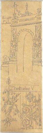 Zocher, Ernst; Amsterdam (Niederlande); Ehrenpforte - Perspektive, Detail