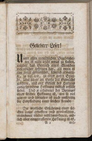 Geliebter Leser!