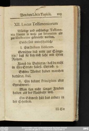 XII. Locus Testimoniorum