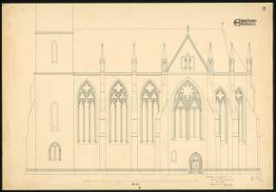Entwurf zu einer Kirche: Aufriss Seitenfassade 1:50