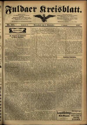Zweite Ausgabe vom Samstag, den 07. September 1907.