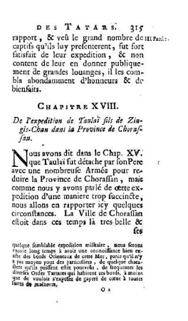 Chapitre XVIII. De l'expedition de Taulai fils de Zingis-Chan dans la Province de Chorassan