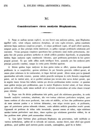 XC. Considerationes circa analysin Diphenteam.