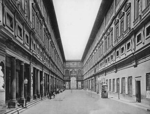 Florenz, Uffizien, Piazzale degli Uffizi nach Süden; Vasari, Giorgio; Buontalenti, Bernardo; Parigi, Alfonso