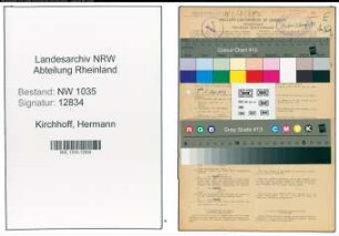 Entnazifizierung Hermann Kirchhoff , geb. 16.04.1890 (Baufuehrer)