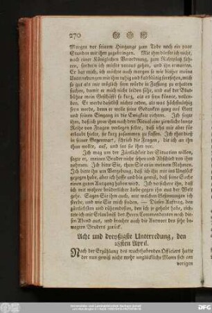 Acht und dreyßigste Unterredung, den 28sten April.