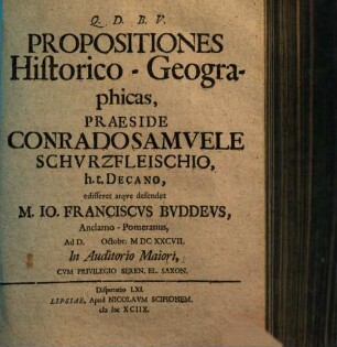 Propositiones Historico-Geographicas