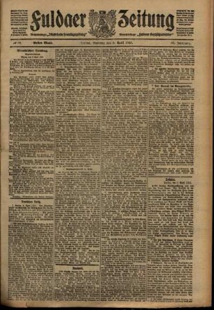 Erste Ausgabe vom Samstag, den 09. April 1910.
