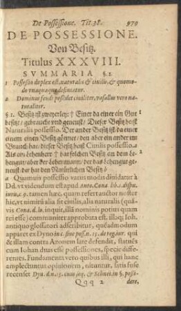De Possessione. Von Besitz. Titulus XXXVIII.