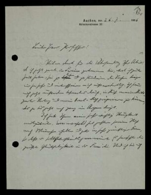 Nr. 12: Brief von Otto Blumenthal an David Hilbert, Aachen, 26.7.1906