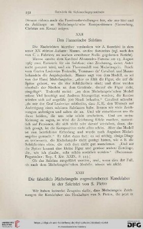 XXIII Die fälschlich Michelangelo zugeschriebenen Kandelaber in der Sakristei von S. Pietro