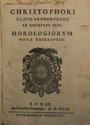 Christophori Clavii horologiorum nova descriptio