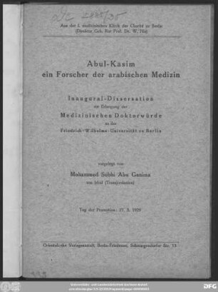 Abul-Kasim, ein Forscher der arabischen Medizin