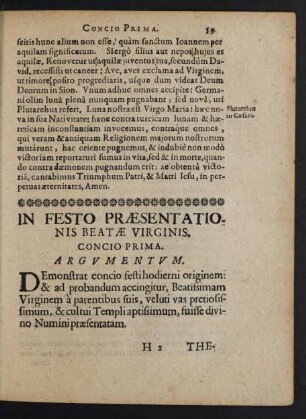 In Festo Praesentationis Beatae Virginis.