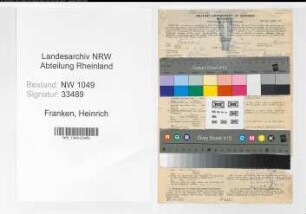 Entnazifizierung Heinrich Franken , geb. 17.04.1901 (Verwaltungsangestellter)