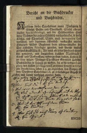 Bericht an die Buchdrucker und Buchbinder