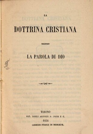 La Dottrina cristiana secondo la parola di Dio