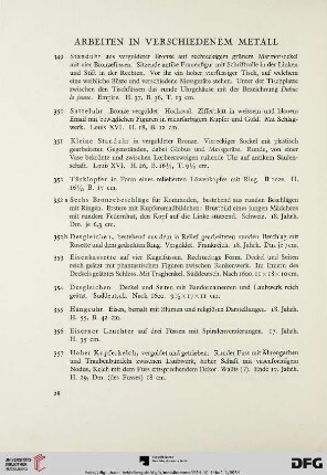 Arbeiten in verschiedenem Metall (Nr. 349-360)