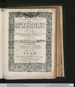 Disputatio Iuridica De Successionibus Ab Intestato