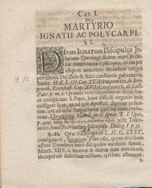 Cap. I. De Martyrio Ignatii Ac Polycarpi.