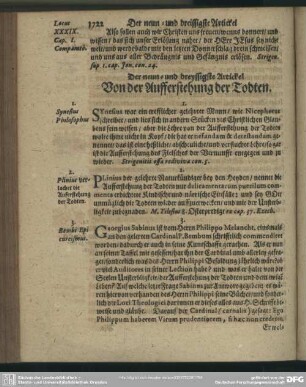 Der neun- und dreyssigste Artickel Von der Aufferstehung der Todten