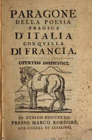 Paragone della poesia tragica d'Italia con quella di Francia