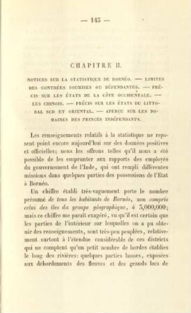 Chapitre II. Notices sur la statistique de Bornéo. - ...