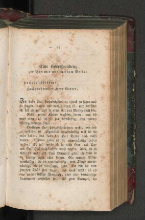 Eine Correspondenz zwischen mir und meinem Vetter.