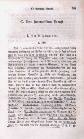 C. Vom summarischen Proceß.