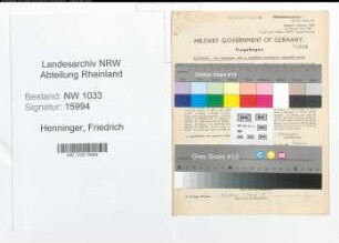 Entnazifizierung Friedrich Henninger , geb. 25.10.1913 (Polizeibeamter)