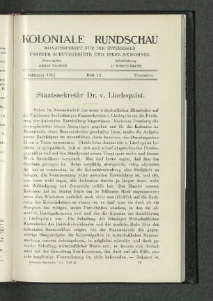 Staatssekretär Dr. v. Lindequist.