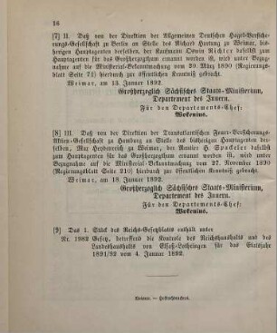 9. Das 1. Stück des Reichs-Gesetzblatts enthält unter ...