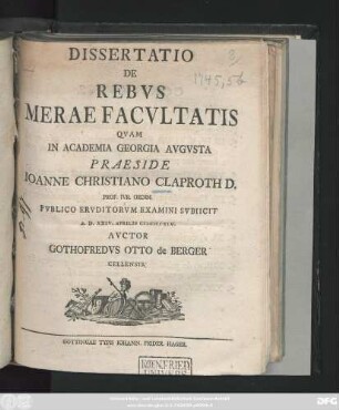 Dissertatio De Rebvs Merae Facvltatis