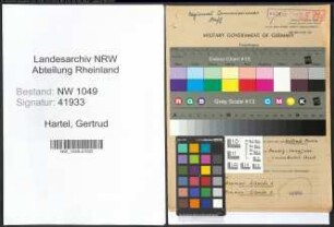 Entnazifizierung Gertrud Hartel , geb. 17.07.1918 ()