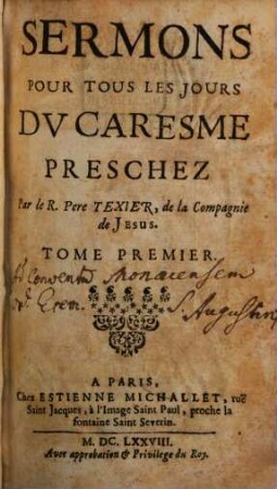 Sermons Pour Tous Les Jours Du Caresme, 1