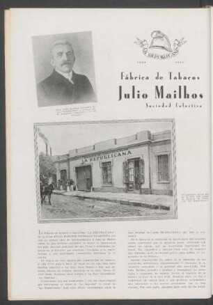 Fábrica de Tabacos Julio Mailhos Sociedad Colectiva : Evolución y características de este importante establecimiento industrial y comercial