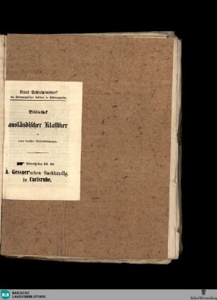 Karlsruher Tagblatt, Bibliothek ausländischer Klassiker.