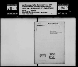Firma Bernhard Veis Söhne oHG in Bretten Lagerbuch-Nr. 530 und 533 Bretten