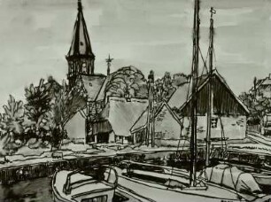 Wustrow, Kirche und kleiner Hafen